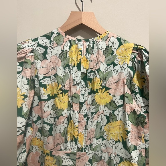 byTiMo Dandelion Floral Print Ruffle Cotton Puff Sleeve Midi Dress. - Picture 7 of 11